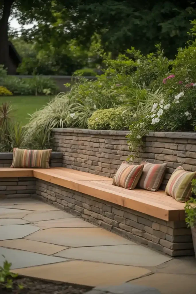 Retaining Wall With Built In Bench