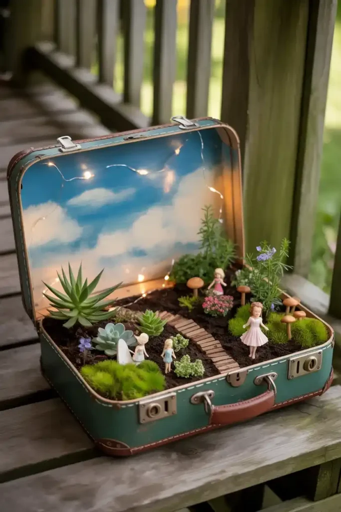 Suitcase Fairy Garden
