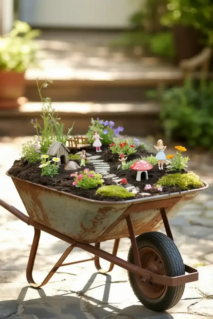 Wheelbarrow Fairy Garden 1