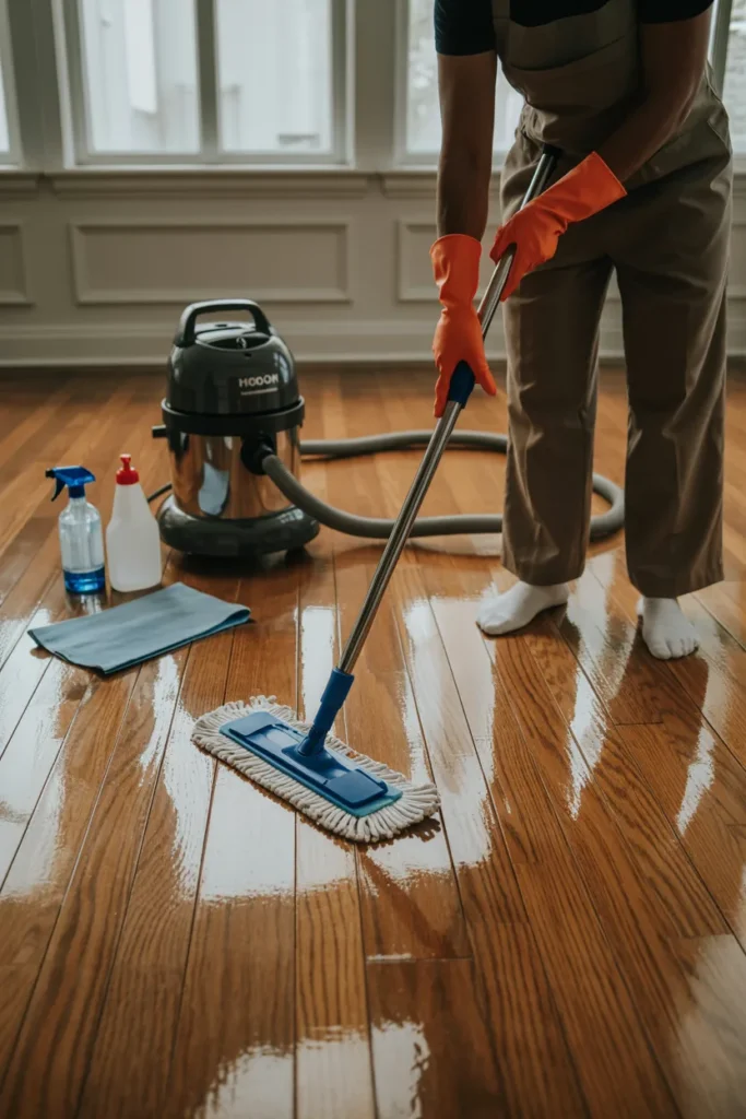 cleaning hardwood floor