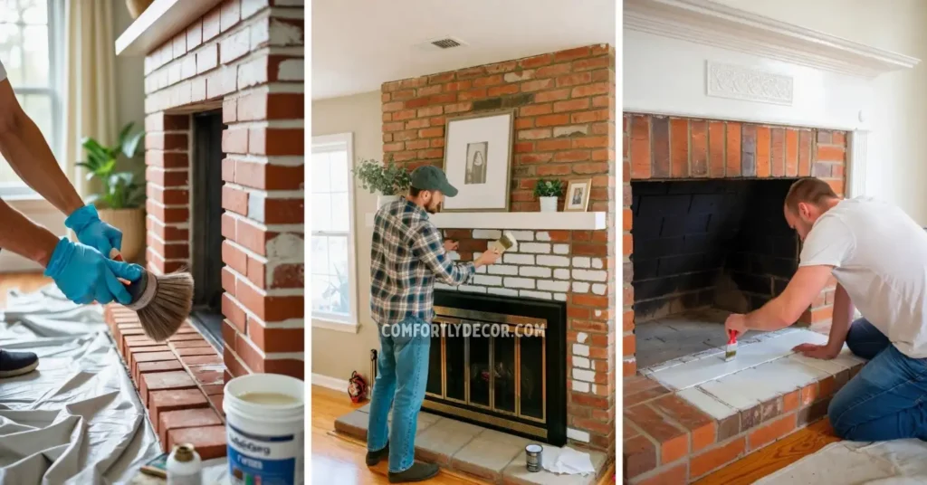how to paint brick fireplace
