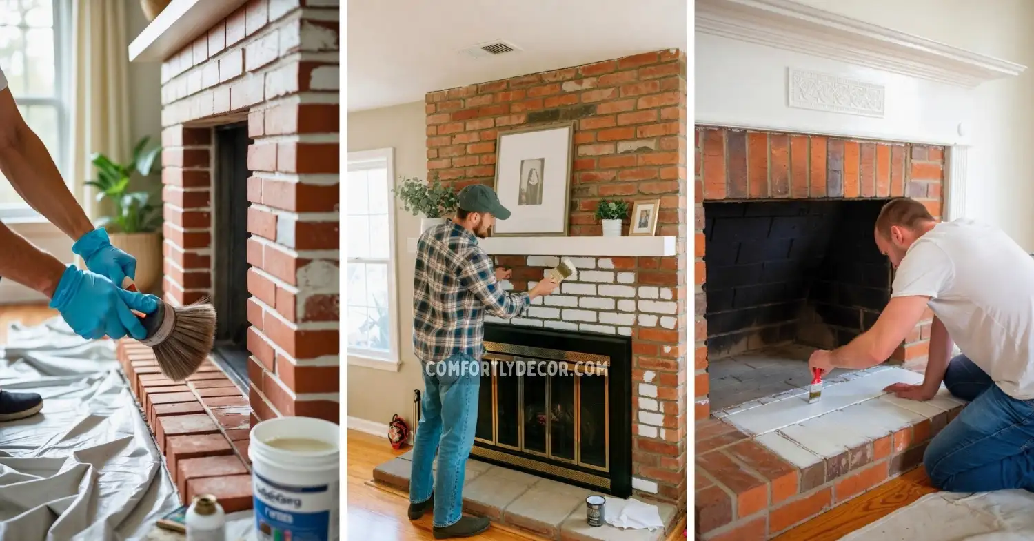 how to paint brick fireplace