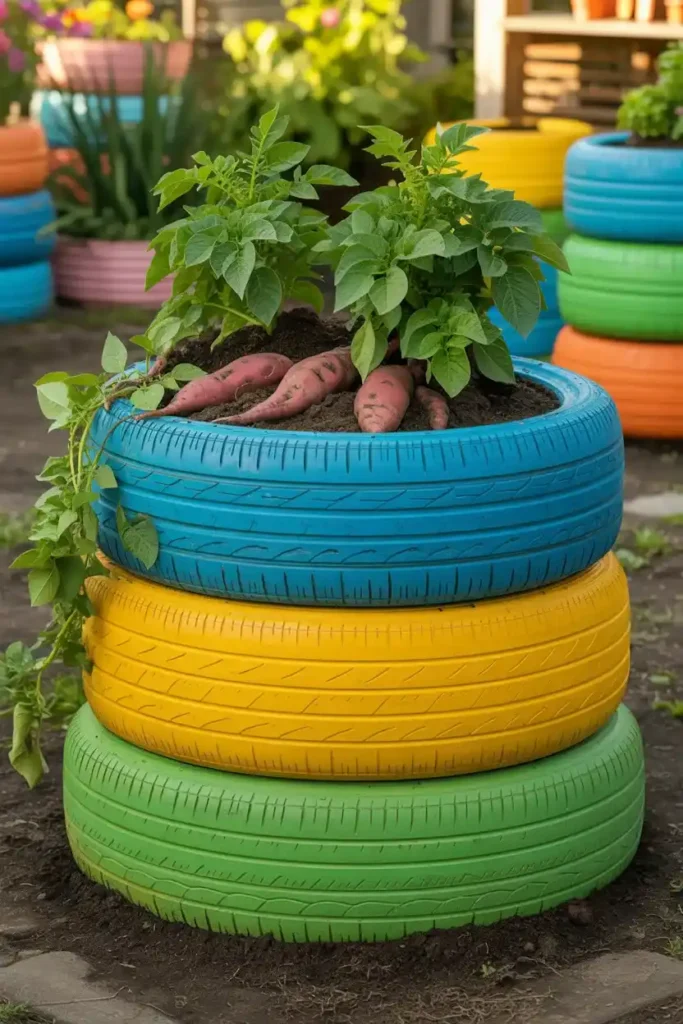 Painted Tire Planters