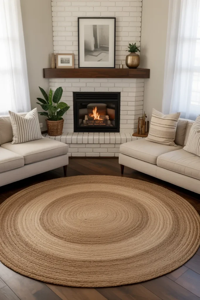 Circular Rug to Soften Angles