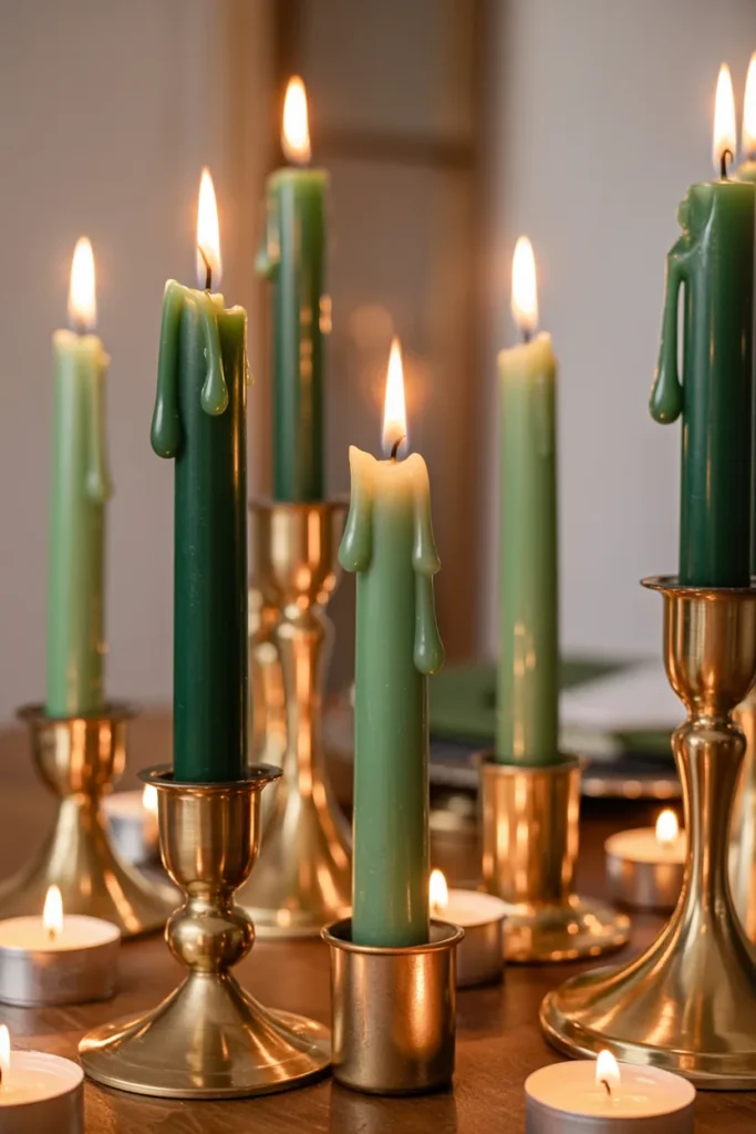 Green Taper Candles