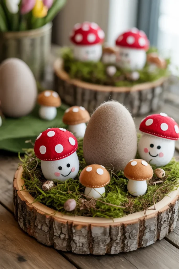 Mushroom Design Felt Eggs
