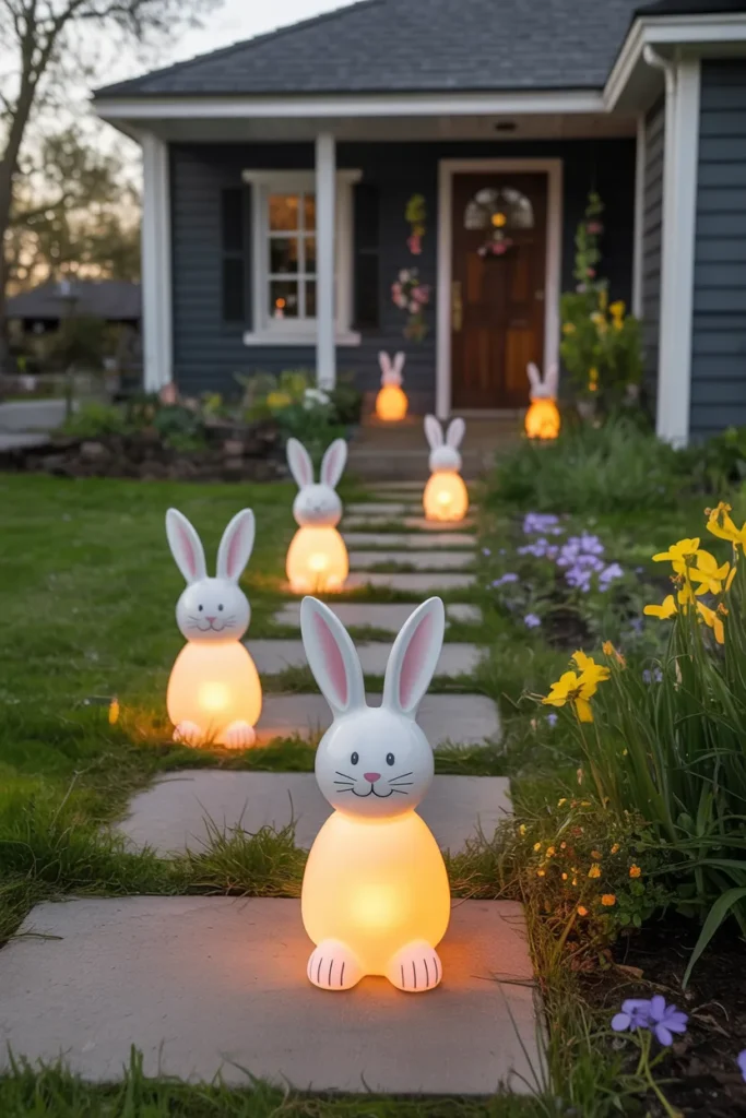 Solar Powered Bunny Statues