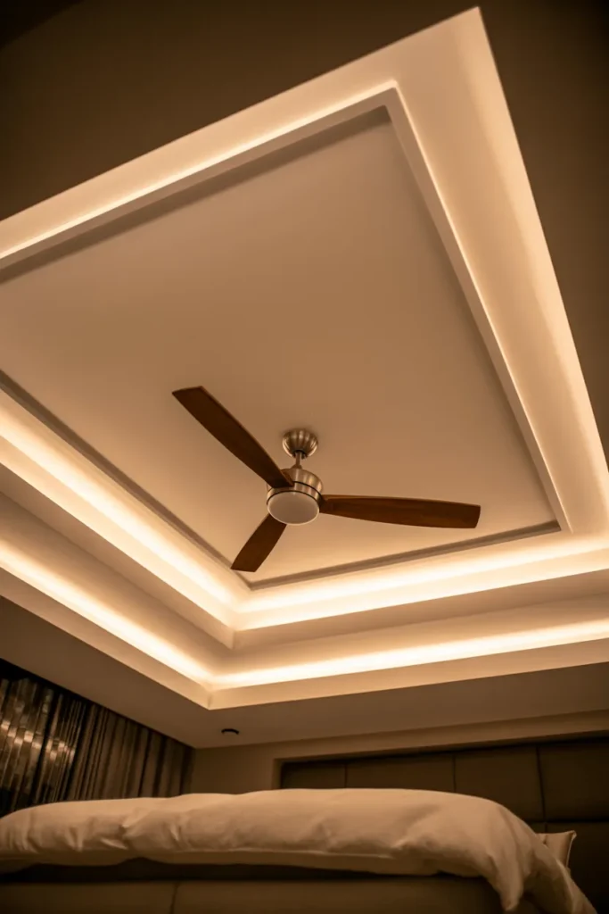 The Classic Tray Ceiling with Central Fan