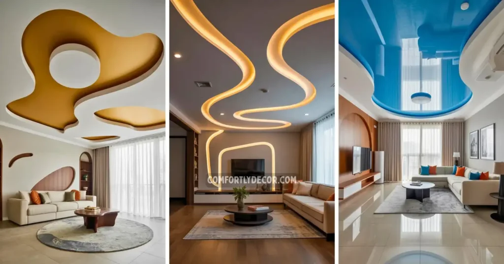 curve ceiling design living room