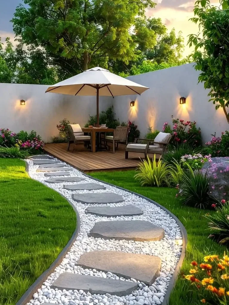 Curved Stone Pathway Garden Retreat