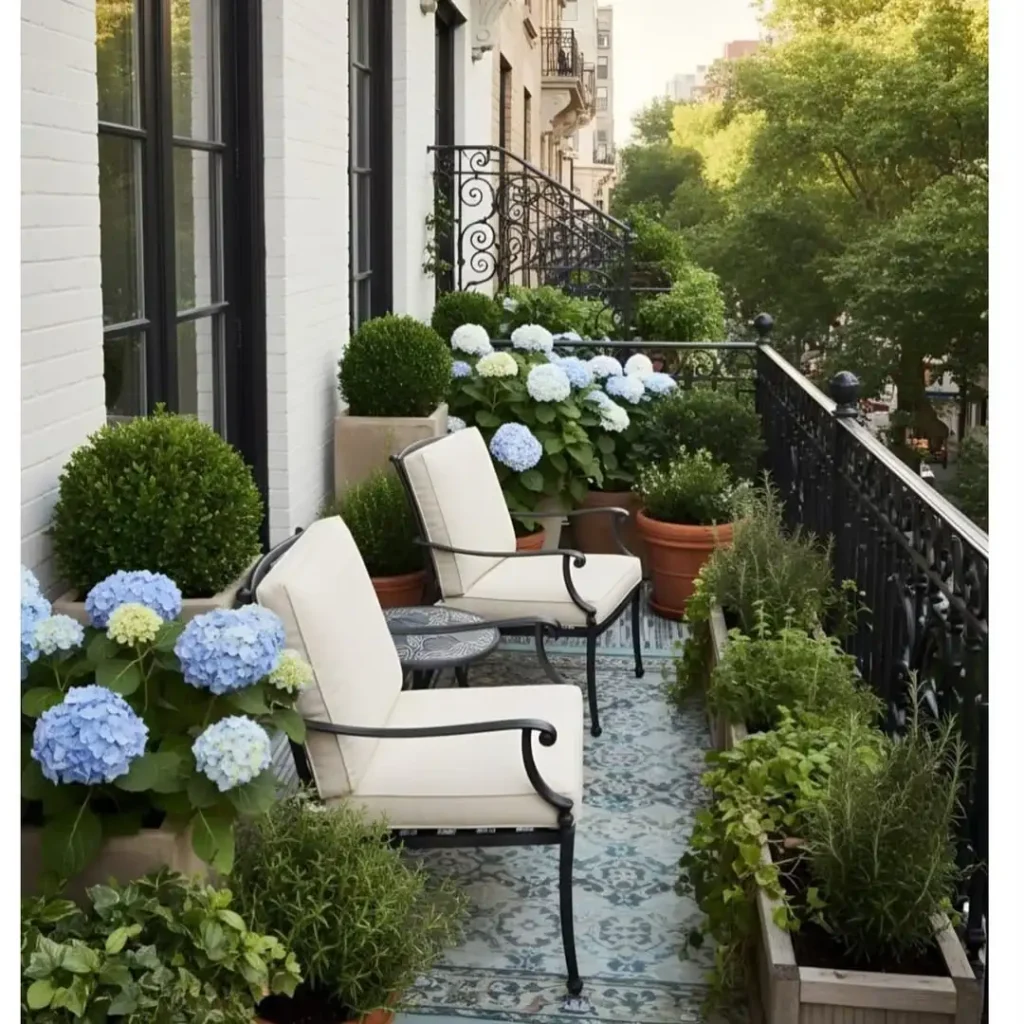 Elegant Hydrangea Balcony Escape