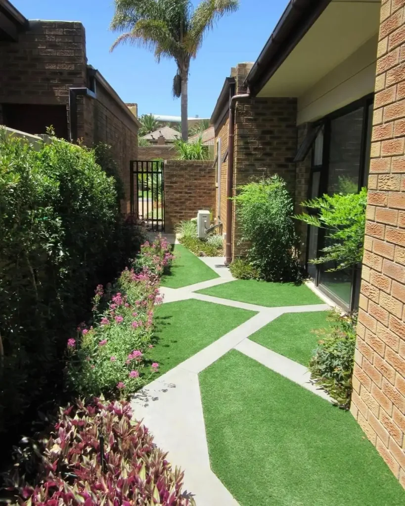 Geometric Turf Pathway with Modern Lines