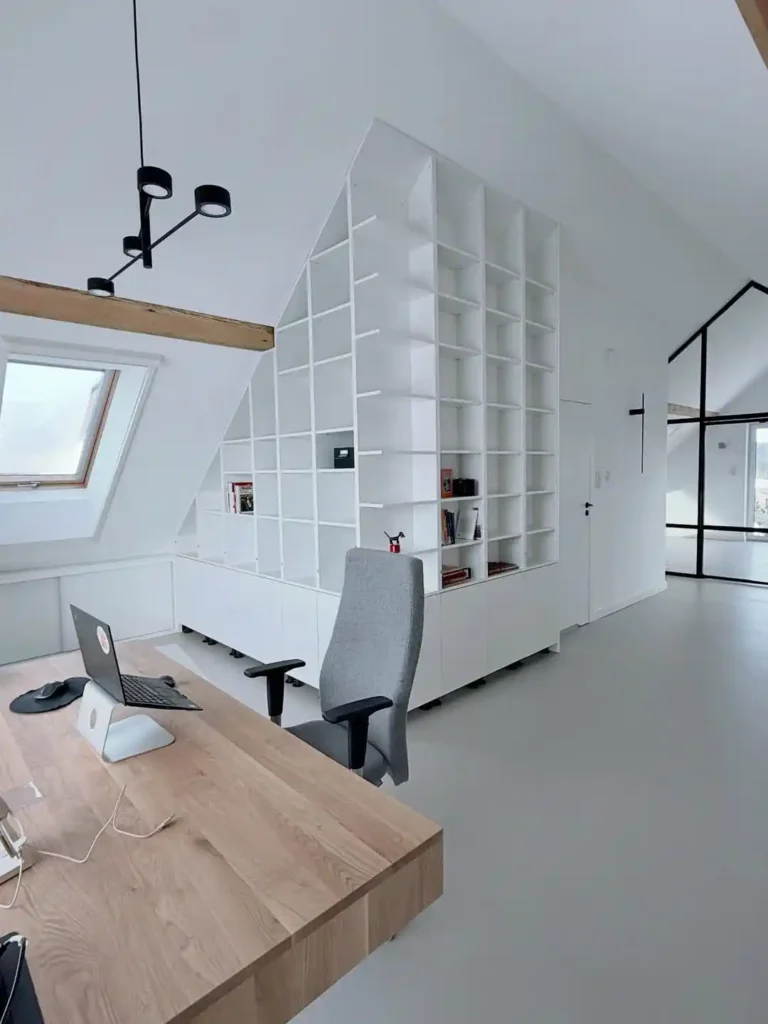 Cozy Boho Attic Office Filled with Natural Light