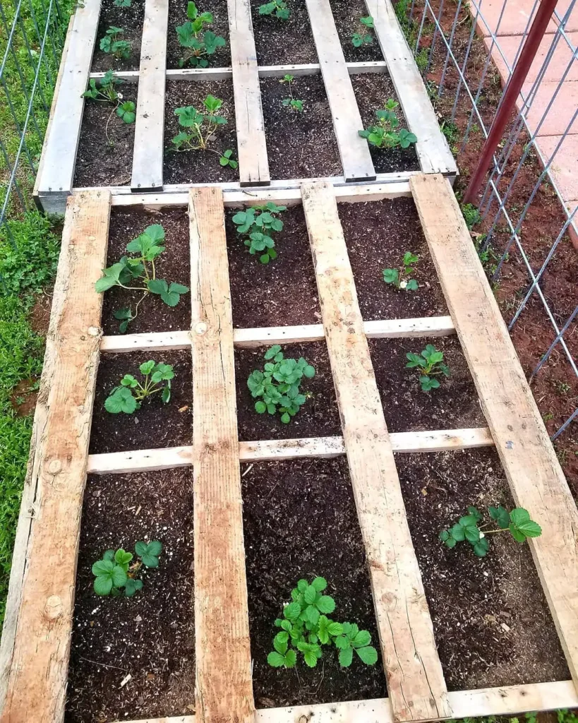 Grid Style Pallet Planting Bed