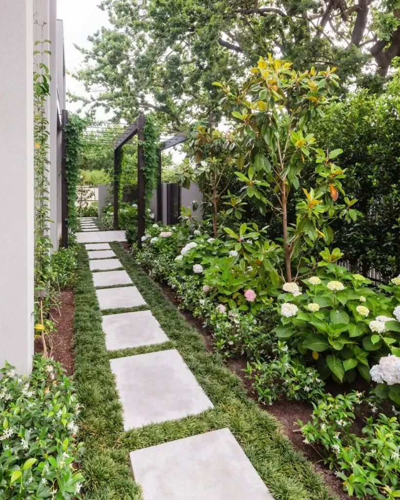 Elegant Stepping Stone Path with Garden Archway