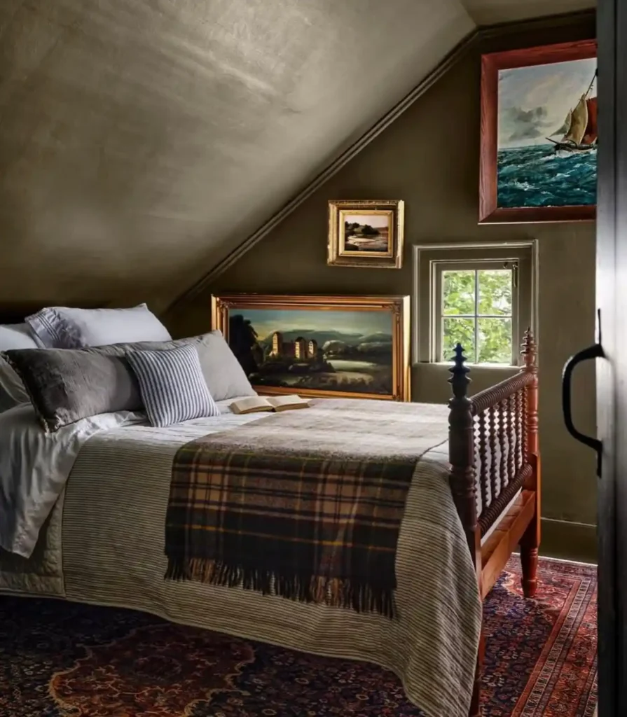 Moody Attic Bedroom with Vintage Charm
