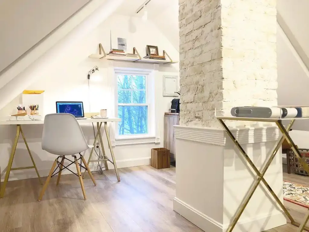 Vintage Inspired Attic Workspace with Character
