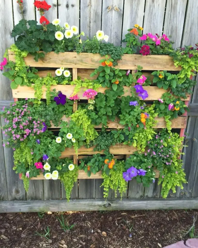 Vertical Pallet Flower Wall