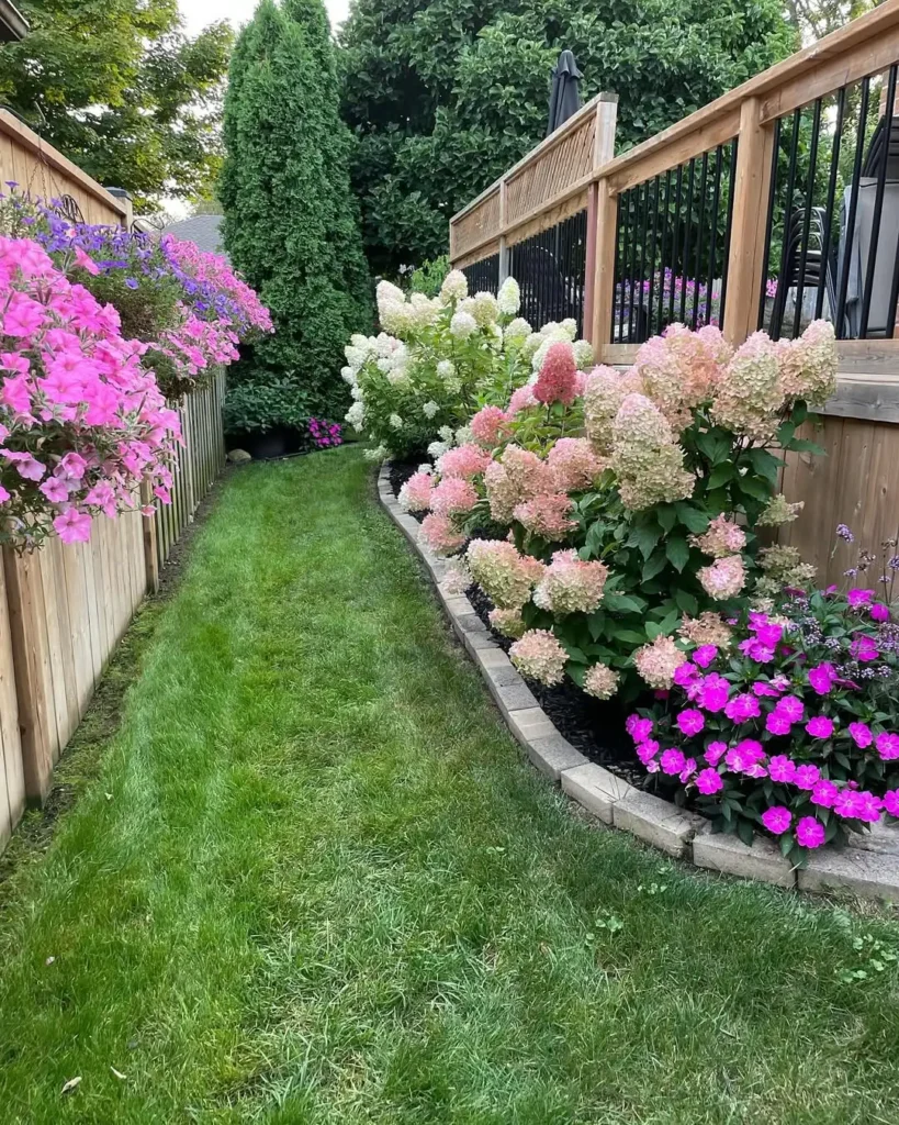 Curved Flower Border with Soft Pastel Blooms