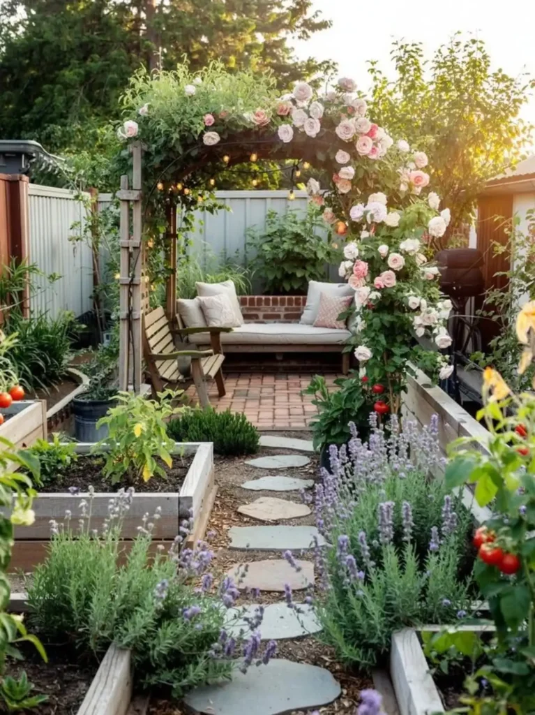 Romantic Garden Archway Seating Area