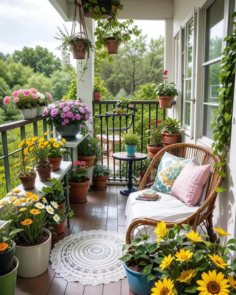 Charming Cottage Style Balcony Garden