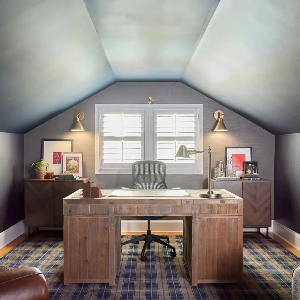 Cozy Attic Office with Symmetrical Layout