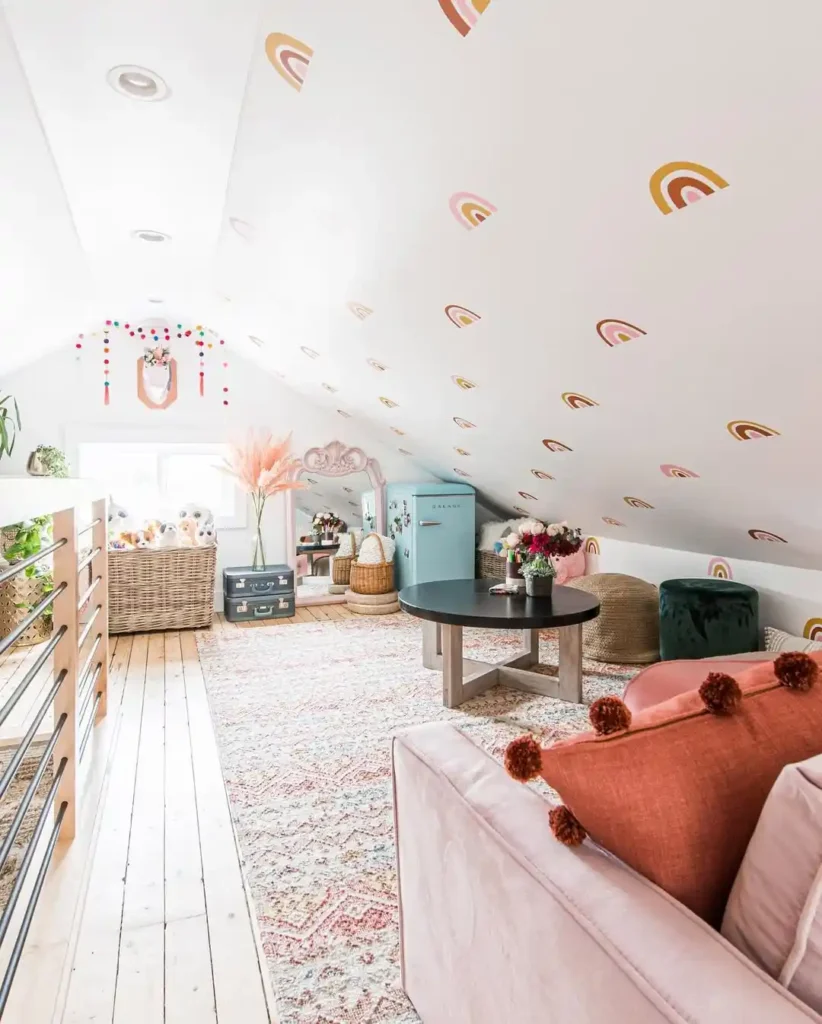 Soft Pastel Attic Lounge for Kids