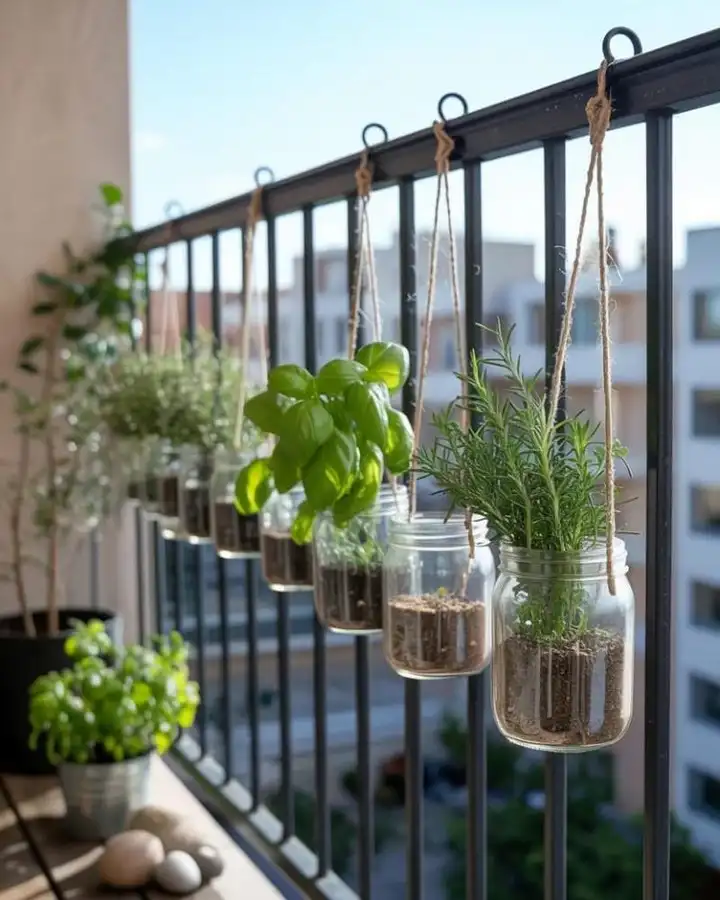 Hanging Herb Jar Garden