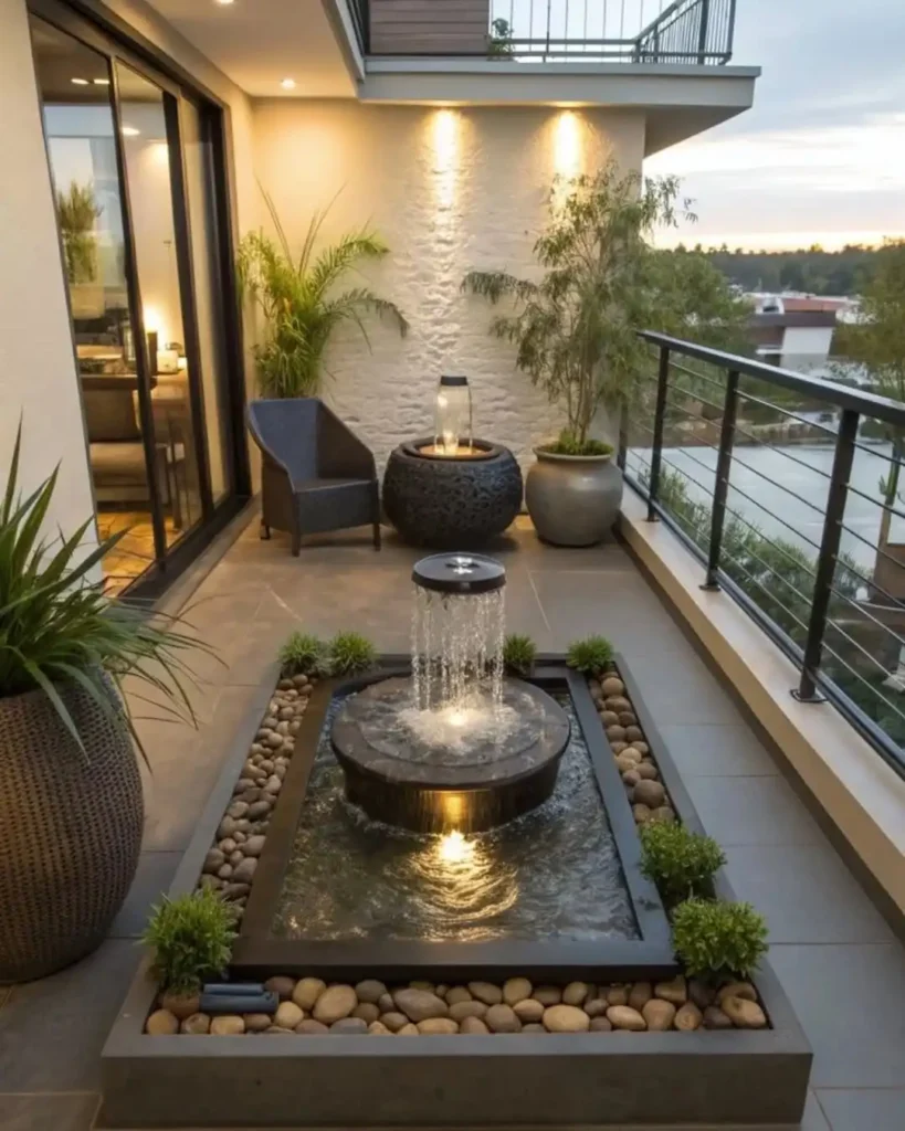 Luxury Balcony with Water Feature